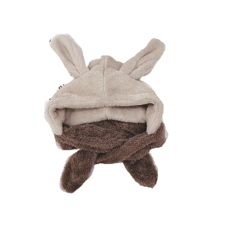 Корейский осень и зима детский шарф и шляпа сплайсинга плюс плюшевая теплая шапка для младенца кролик наушник новорожденный фотография
