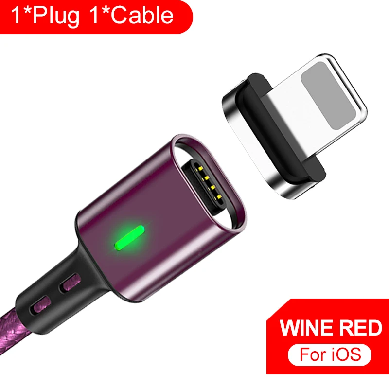 Магнитный usb-кабель 3А, Micro USB type-C кабель для быстрой зарядки samsung, кабель для синхронизации данных, для iphone 11 XS XR, Магнитный зарядный USB-C - Цвет: For iphone Red Wine