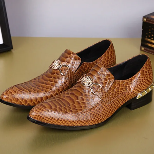 

Herren Schuhe Fashion Genuine Leather British Style slip-on Pointed Metal Toe Loafers Men