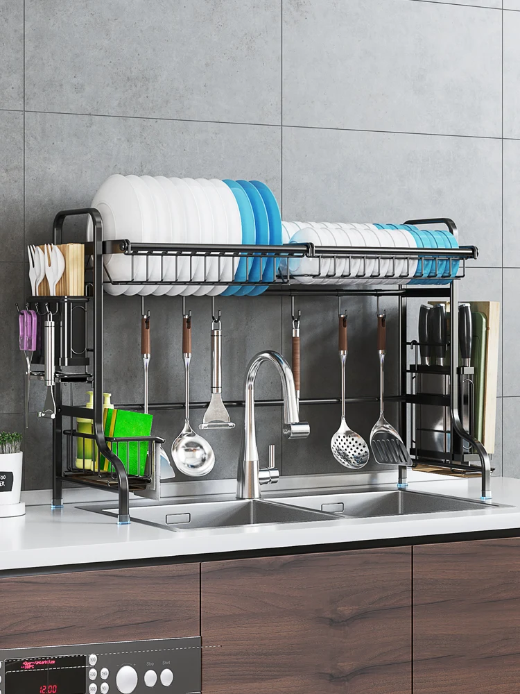 

304 stainless steel sink rack kitchen sink storage rack tableware drain rack hanging dish rack put dish rack
