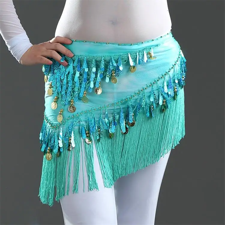DJGRSTER New Handmade Beaded Hip Scarf Belly Dance Waist Band Golden Silver Gypsy Tassel Sequins Tribal Belt Belly Dance Costume (3)