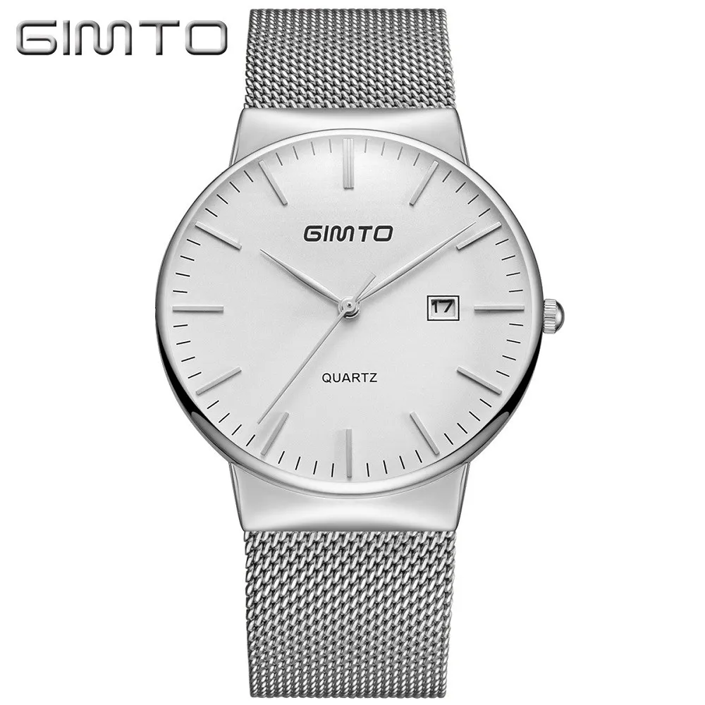 White Silver GIMTO модные женские часы из розового золота минимализм простые Стильные Роскошные повседневные женские часы водонепроницаемые наручные часы для женщин - Цвет: White Silver