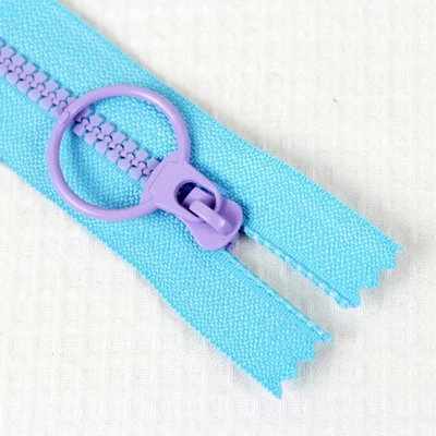 blue purple 3# Closed End Resin Zippers Pull Ring Zip Slider Head for DIY Handmade Crafts Sewing Bags Wallet Purse Cloth Accessories zipper - Цвет: blue purple