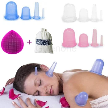 

Wholesale Silicone Cupping Body Massage Facial Cupping Chinese Vacuum Cans Face Leg Arm Relaxation Health Care Massage Tools