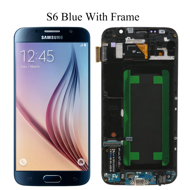 5,1 ''дисплей для samsung Galaxy S6 G920 G920i G920F G920W8 ЖК Супер AMOLED Замена с сенсорным экраном дигитайзер - Цвет: Blue With Frame