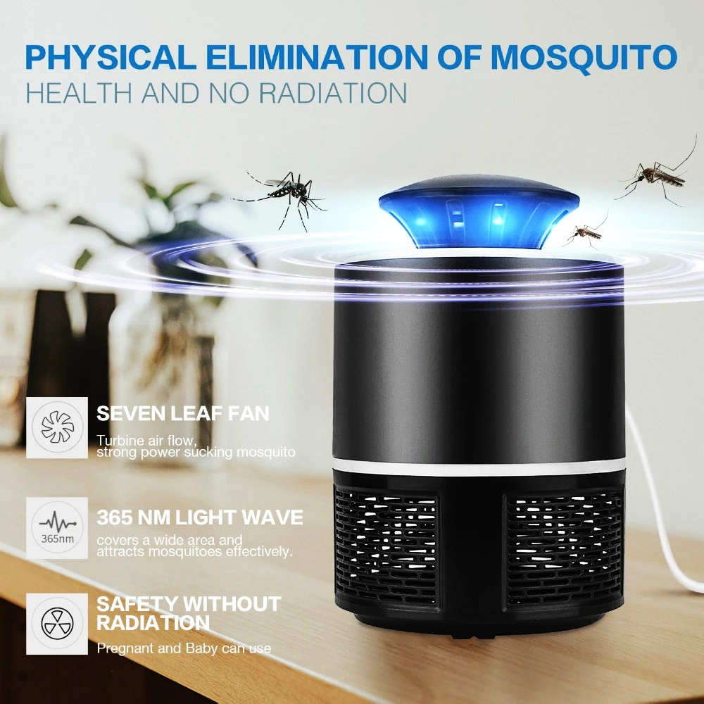 

Indoor Mosquito Trapper Lamp, with Super Quiet Electronic Killing Mosquito, USB Power Supply Mosquito Traps with LED Light