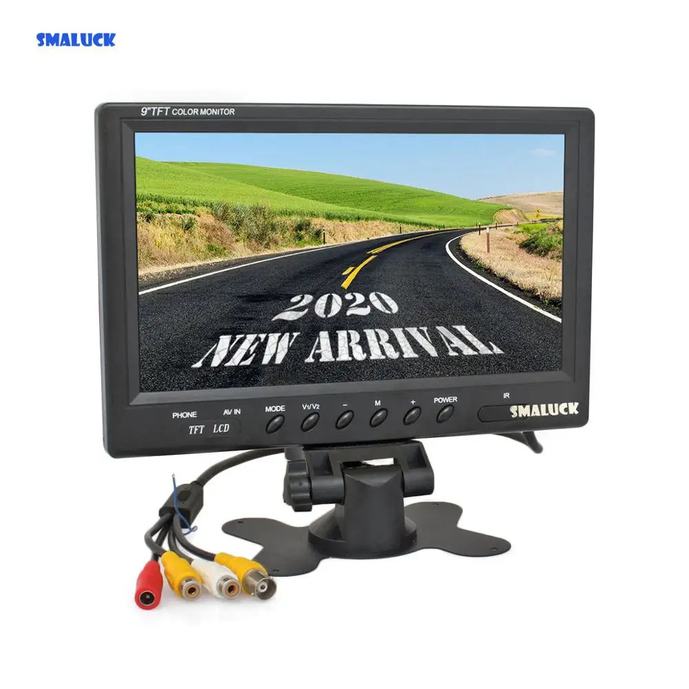 SMALUCK 9 inch TFT LCD Car Monitor Display Car Reverse Rear View Monitor Screen with BNC / AV Input Remote Control DVD VCR