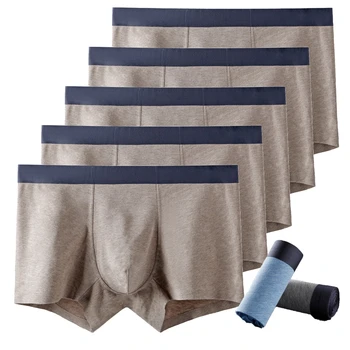 

High Quality Brand Boxers Shorts Men Underwear Sexy Men Cotton Breathable Soft Boxer Hombre Blue Gray Seamless Panties brown red