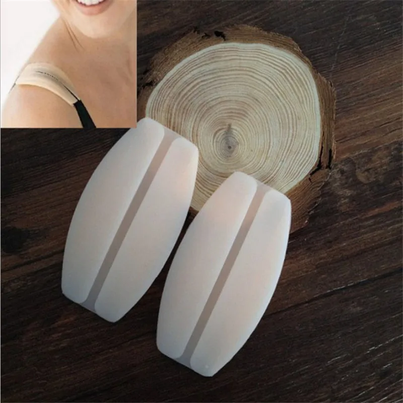 New Arrival 2Pcs/pair Silicone Supple Texture Non-slip Shoulder Pads Bra Strap Cushions Holder Pain Relief Skin color Invisible