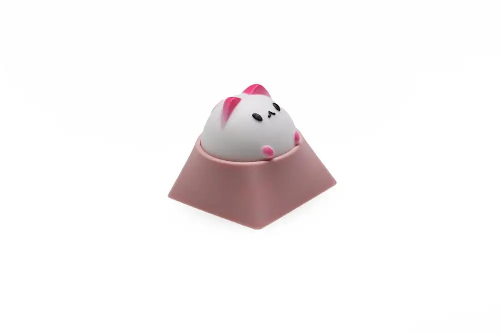 Pink White for MX Молоток BUBBLE CAT ARTISAN KEYCAP совместим с переключателями Cherry MX Topre HHKB и клонами черный желтый зеленый синий красный розовый - Цвет: Pink White for MX