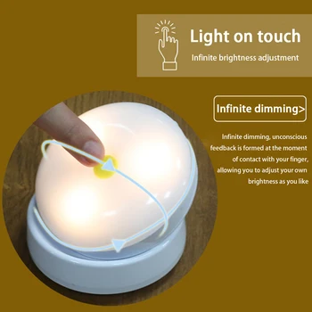 

Adjustable Brightness Touch Control With Remote Controller Dimmable USB Rechargeable Wall LED Night Light Easy Install Closet