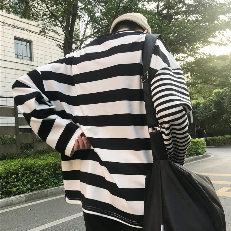 Lychee Harajuku, женские лоскутные Футболки с вырезом лодочкой, полосатая свободная Осенняя женская футболка, цветные женские футболки, топы, футболки