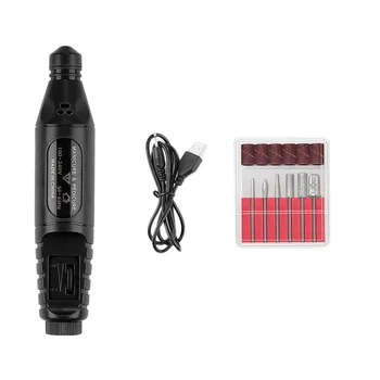 

Professional Electric Manicure Machine Pen Pedicure Nail File Nail Tools 6 Bits Drill Nail Drill Machine Equipment Black