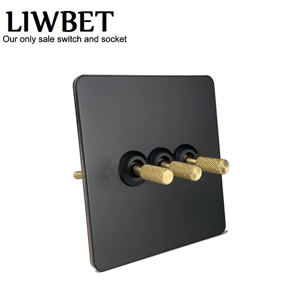 LIWBET черный цвет 3 банды 2 позиционный настенный выключатель и AC220 ~ 250V светильник