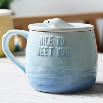 

Creative Luxury Coffee Mug Ceramic Nordic Style Personalized Mug Large Spoon Lid Insulated Tazas Divertidas Friends Cup EA60MK