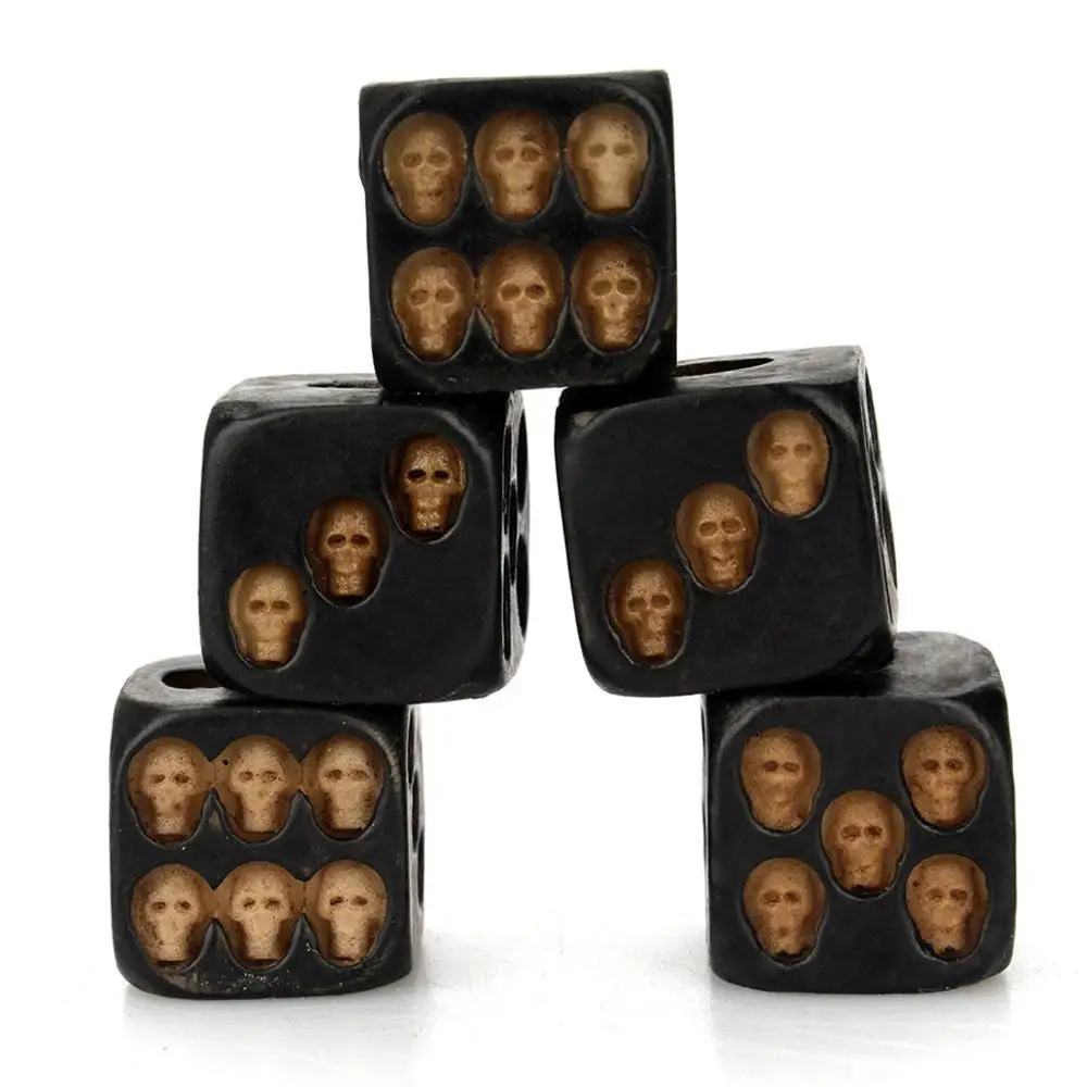 1 Set 5PCS Black Skull Dice Bones Six Sided Skeleton Dice For Club Pub Party Game Toys Tool Creative Vintage Decorative 4FM