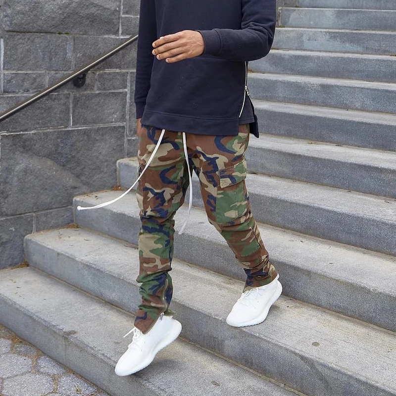Pantaloni Cargo mimetici Streetwear da uomo pantaloni Skinny con cerniera  multi tasca alla caviglia europa America pantaloni Cargo Hip Hop da uomo|Sweatpants|  - AliExpress