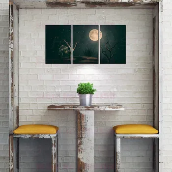 

Modern Home Decorations 3 Panels Dancing Ballet Moonlight Landscape Picture for Dining Room Gym Lobby Wall Decor Dropshipping