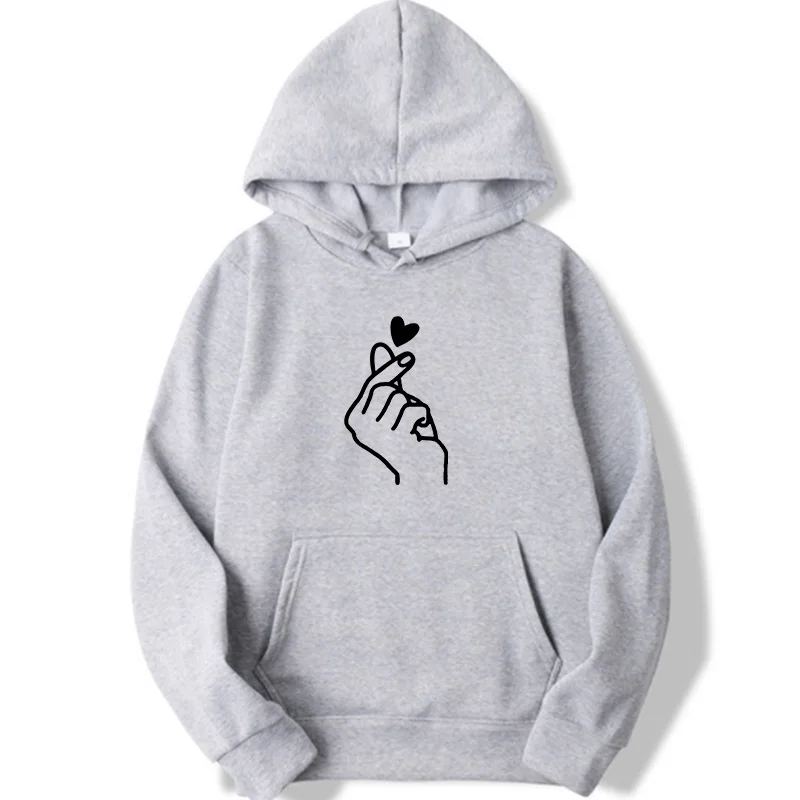 Модные толстовки женские толстовки с длинным рукавом Женская Перемычка Hoody пуловер Топ Блузка Finger Heart Love одежда с принтом