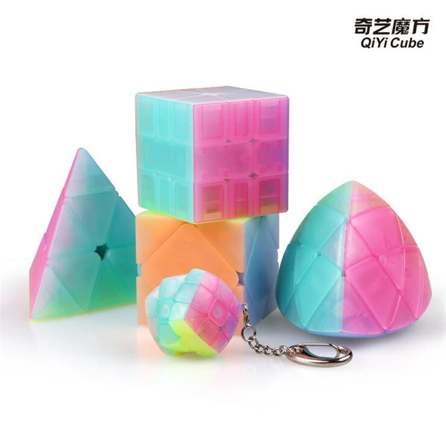 Newest QiYi Axis Magic Cube Jelly Color 2x2 3x3 4x4 5x5 Keychain Pyramid Professional Speed Cube Children Educational Toy 3
