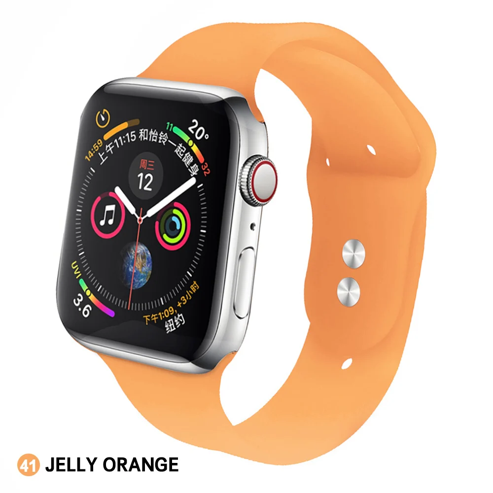 Jelly orange Мягкий силиконовый сменный спортивный ремешок для 38 мм Apple Watch Series1 2 3 4 5 42 мм ремешок для наручных браслетов для iWatch Sports Edition - Цвет ремешка: Jelly orange