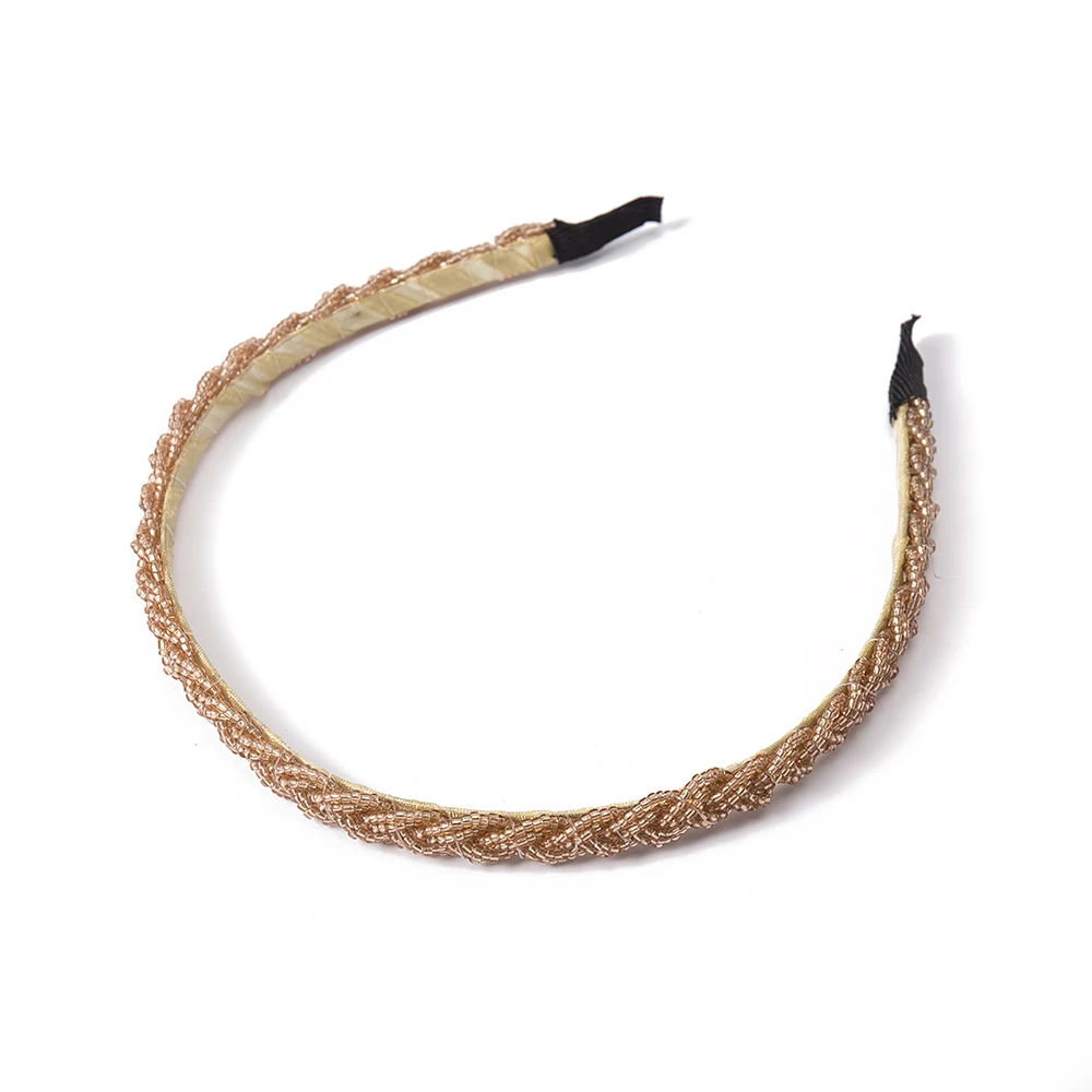 Retro Handgemachte Perlen Haarband Elastische Frauen Stirnband Haar Zubehör Metall Kristall Geflecht Kopf Bands Mädchen Haar Hoops Kopfbedeckungen – Detail 11