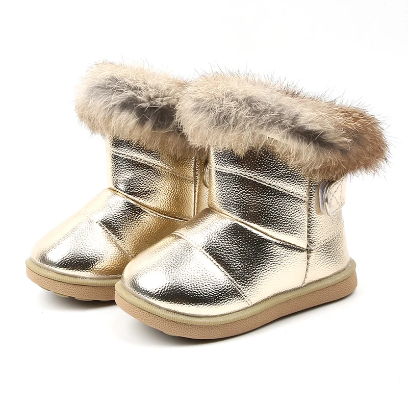 2019 Baby Snow Boots for Girls Boys Winter Boots Baby Rabbit Fur Warm Plush Winter Shoes Kids Warm Cotton Shoes Boots