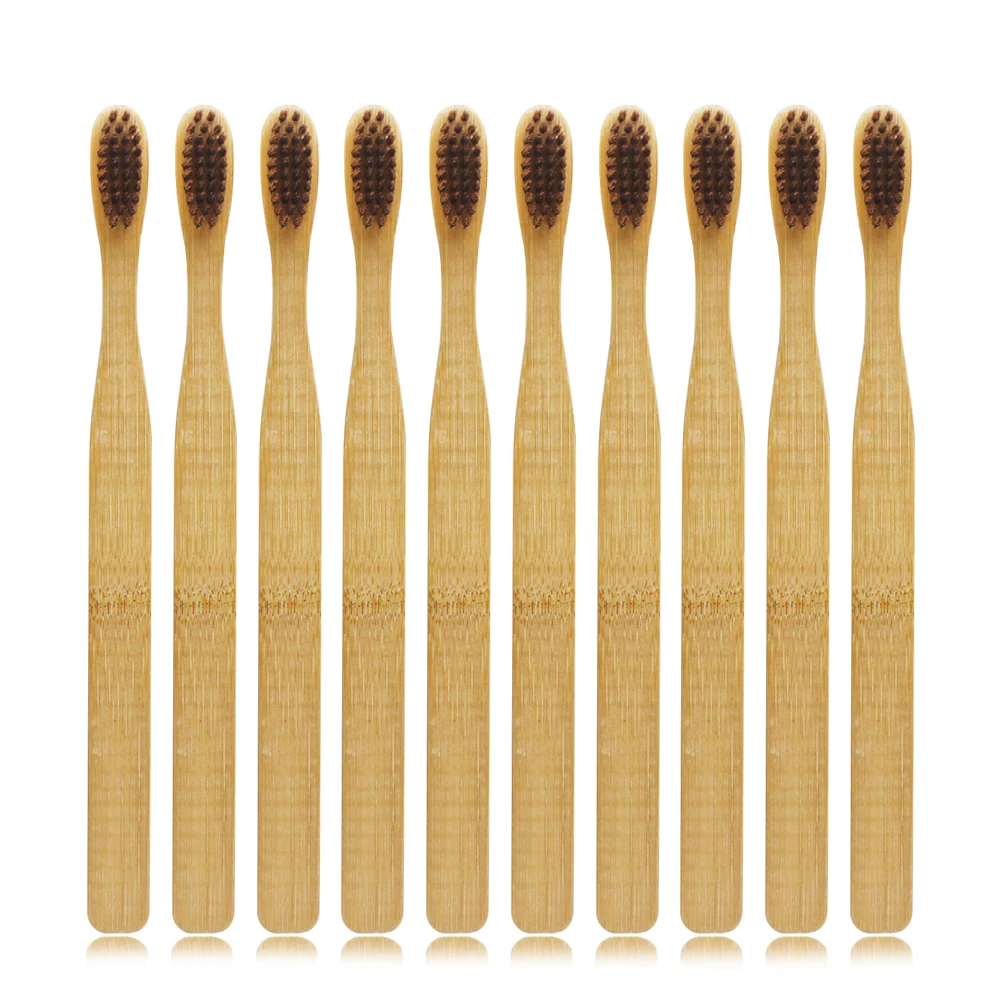10 шт., Бамбуковая зубная щетка для взрослых, Мягкая зубная щетка, ручная зубная щетка с мягкой щетиной