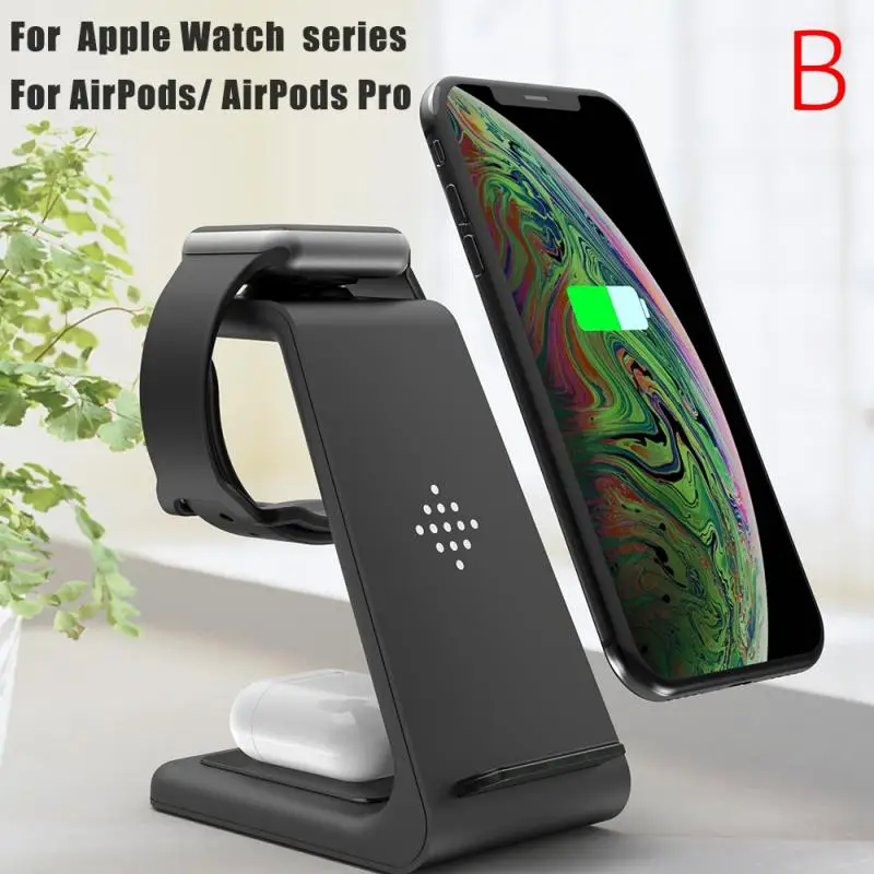 Беспроводное зарядное устройство 3 в 1 для IPhone 13 12 11/Xs AirPods Apple Watch 23 беспроводное 10