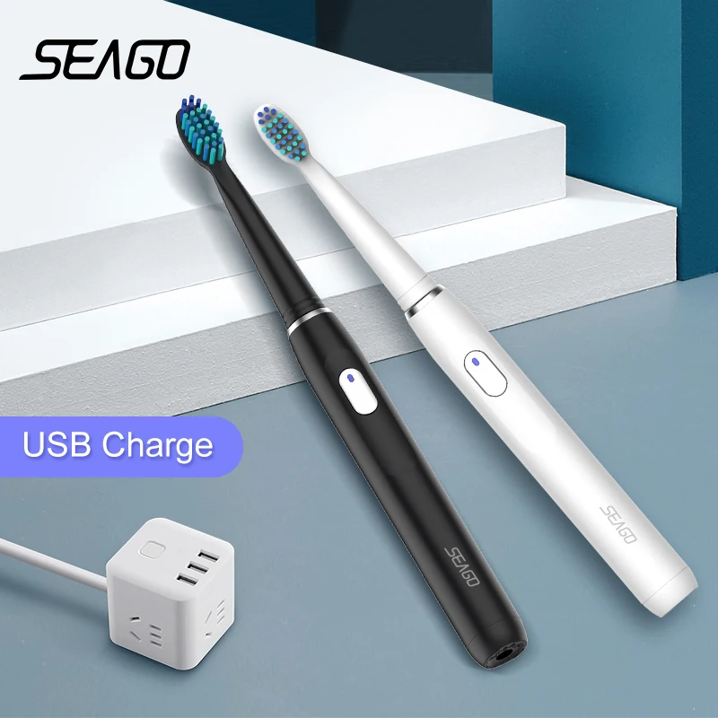 Электрическая зубная щетка SEAGO перезаряжаемая через USB водонепроницаемая