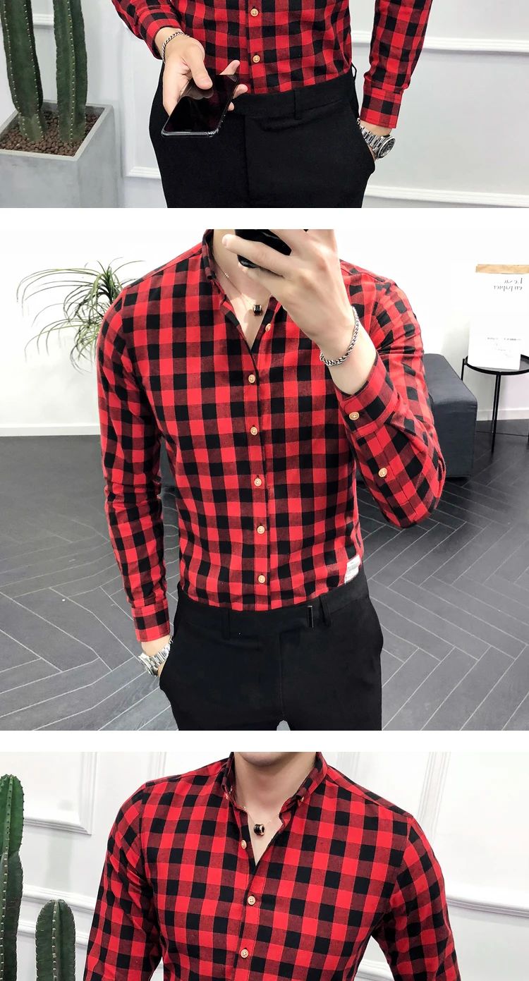 Высококачественная мужская клетчатая рубашка, Мужская брендовая Повседневная рубашка с длинными рукавами, мягкая удобная тонкая мужская деловая Повседневная рубашка, топы 4XL