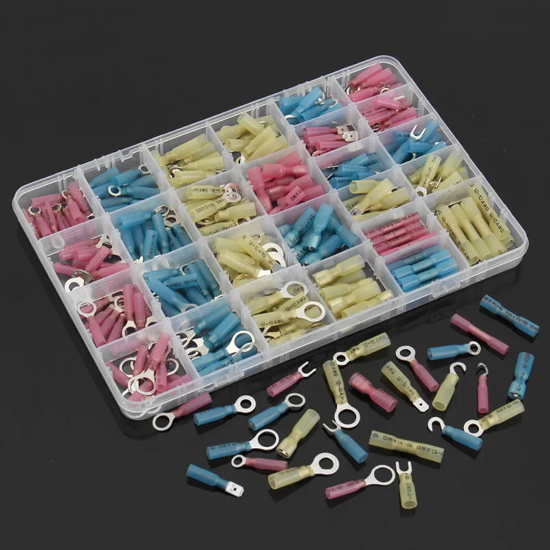 

270pcs Electrical Crimp Terminals Thickened Waterproof Insulated Spade Ring Fork Butt Terminals Connectors 22-10AWG 0.5-6.0mm