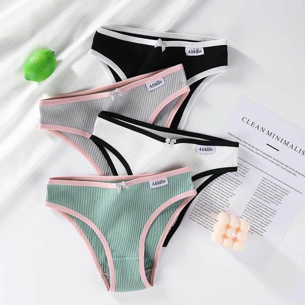 Women Cotton Panties Soft Striped Patchwork Women Underpants Solid Girls Briefs Sexy Female Lingerie Comfort Underwear