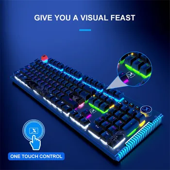 

Gaming Mechanical Keyboard Black White Backlit PC Mechanical Illuminated Backlight Wired Colorful LED For Gamer PC Laptop