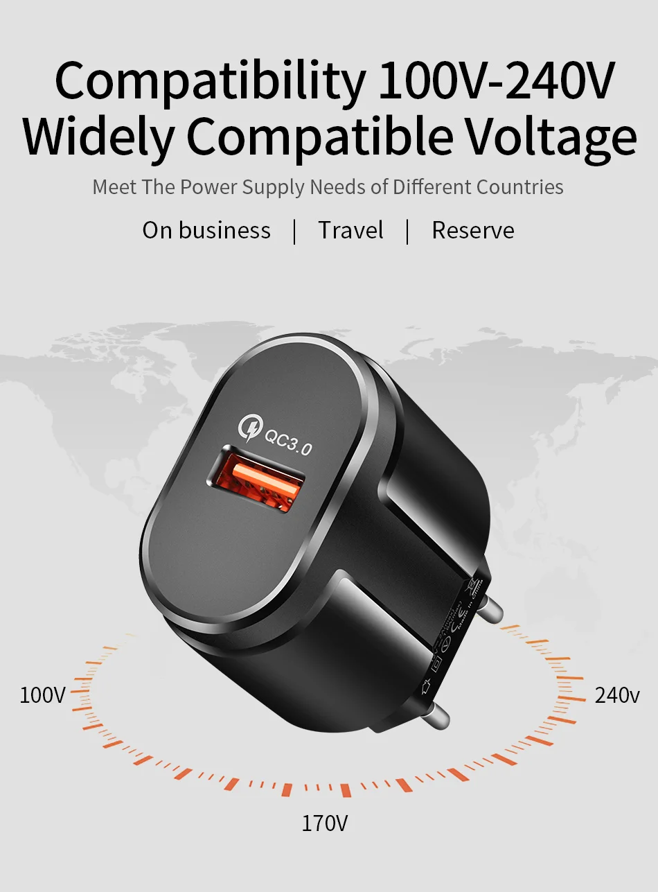Быстрая зарядка 3,0 USB зарядное устройство YKZ 18 Вт QC3.0 Быстрая зарядка настенное зарядное устройство ЕС штекер Адаптер для iPhone samsung huawei сотовый телефон Xiaomi