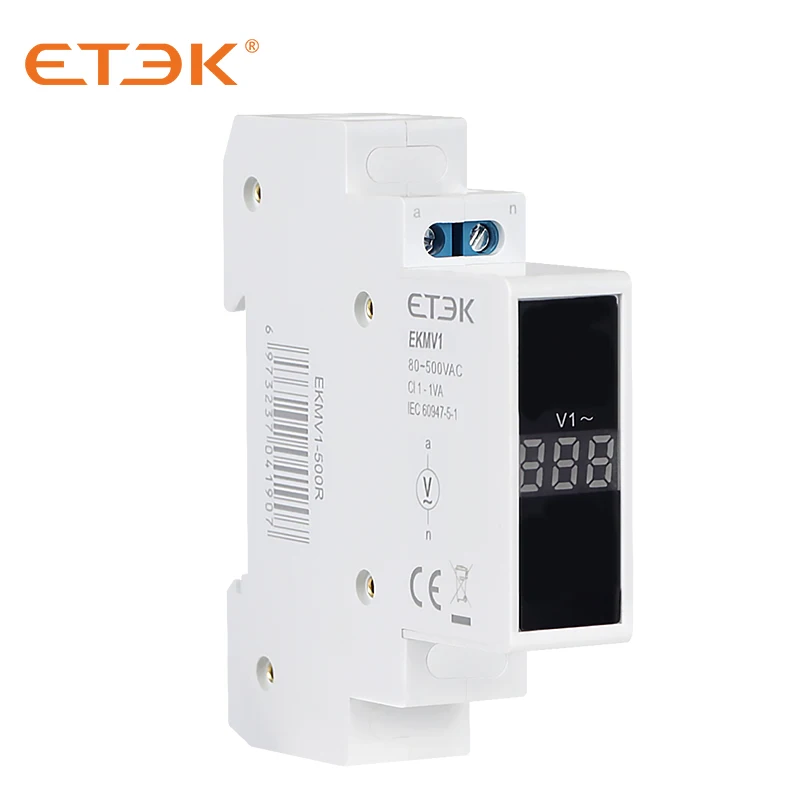 ETEK EKMV1-500R модульный измеритель напряжения 1PH 80-500VAC Красный W = 18 мм | Обустройство