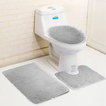 

3 Pcs Set 11 Colors Velvet Water Absorbent Washable Non Slip Bathroom Rug Mat Bath Mat Foot Pad U-shaped Toilet Mat Rug Carpet