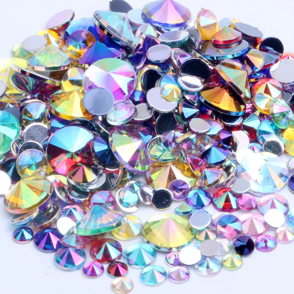 4 мм круглая акриловая дрель Стразы без горячей фиксации с плоской задней частью