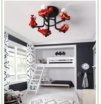 

Modern Decora Kids Bedroom Cartoon Surface Mounted Ceiling Light Blue Red Color Plane Design Children Ceiling Lamps E27 Lighting