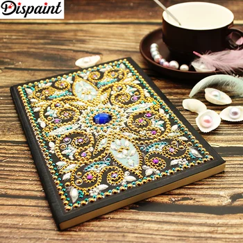 

Dispaint A5 Notebooks 5D DIY Diamond Painting Special Shape Diary Book Diamond Embroidery "Mandala flower"Rhinestones Decor Gift