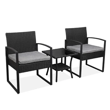 

Outdoor Balcony Terrace 3-piece Rattan Mini Leisure Sofa Two Chairs a Table Set Model for Garden Courtyard