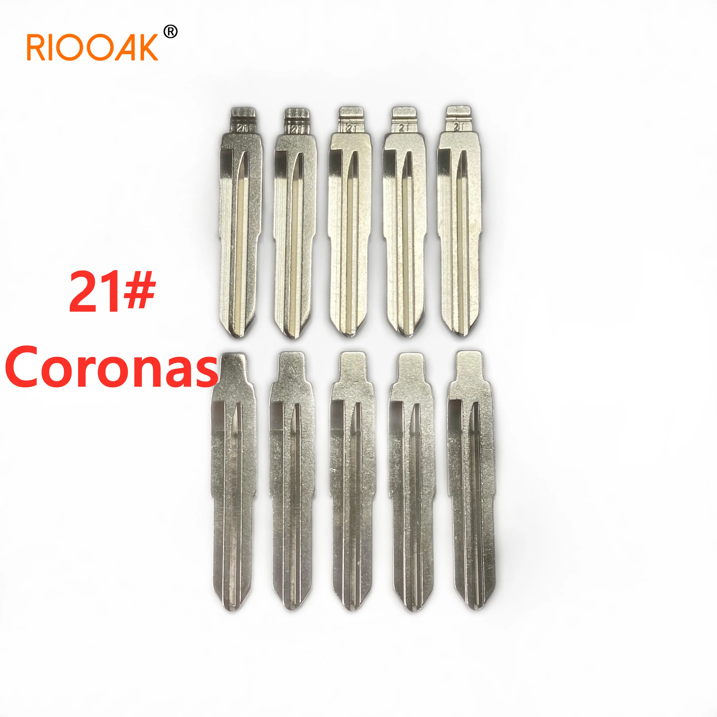 RIOOAK 10 pcs/lot #21 Metal Blank Uncut Flip NO.21 KD/VVDI Remote Key Blade for Toyota Coronas Interior Replacement Accessories