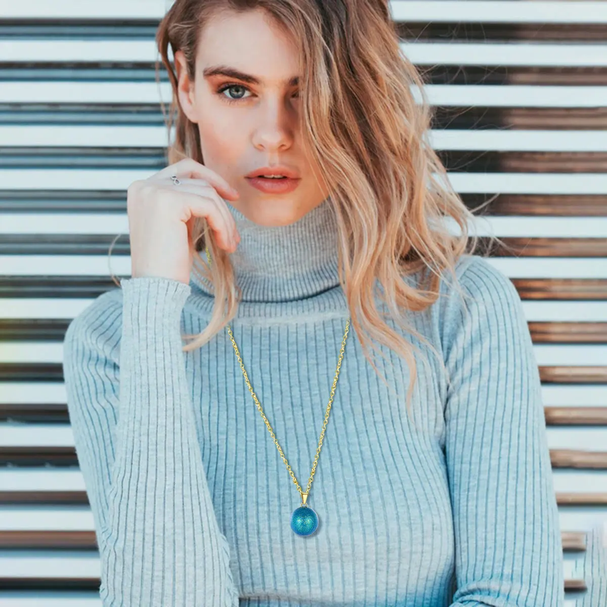 Eudora Harmony Ball Blue Pregnancy Chime Ball Angel Caller Bola Pendant Necklace Fina Fashion Jewelry for Women Gift n14n382G