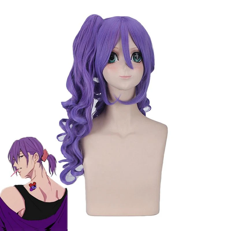 

Anime Kuroko's Basketball Murasakibara Atsushi Cosplay Wigs Purple Long Wavy Synthetic Wig With Ponytail