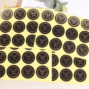 

1200pcs/Lot Cute Round Gold Star Ring Thank You Black Color Seal For Handmade Products Diy Baking Decoration Label Wholesale