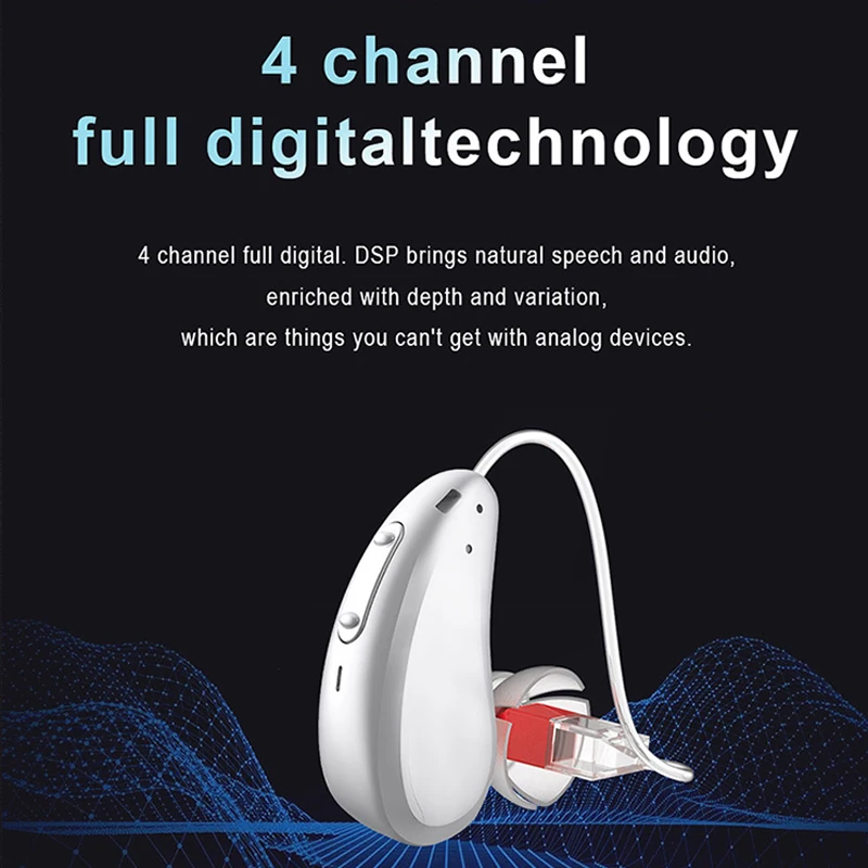 4 Channels Digital Rechargeable RIC Hearing Aid Invisible Earbuds With Recharge Charger Case Hearing Aid Dryer Hearing Aids 2
