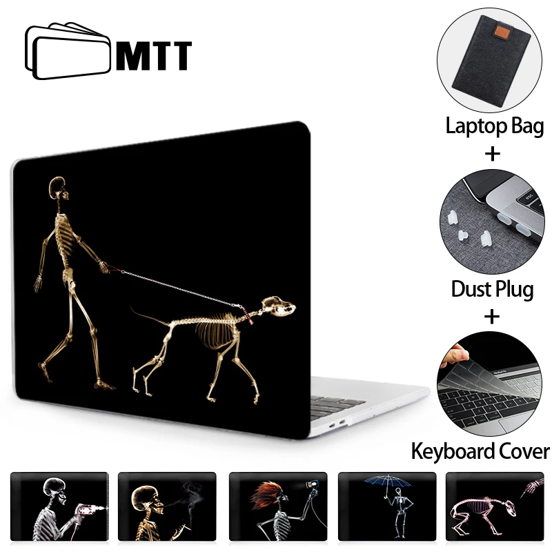 Mtt-laptop Case para Macbook Capa de Esqueleto Preto Pro Air 13 14 136 15 16 Polegadas Pro 13 m1 m2 A2337 A2681