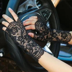 Cool Lace Gloves Summer Ladies Fashion Lace Half-Finger Driving and Riding Sunscreen Gloves Wedding Dancing Etiquette Gloves