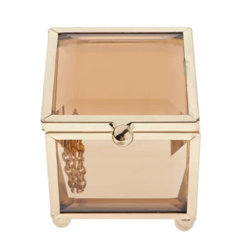 

Glass Cosmetics Jewelry Storage Case Display for Trinket Earring Pins Girls