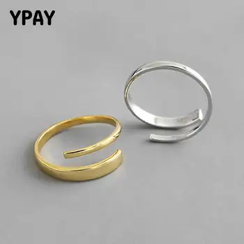 

YPAY 100% Genuine 925 Sterling Silver Open Rings for Women Korea INS Simple Cross Double Layer Finger Ring Drop Shipping YMR969